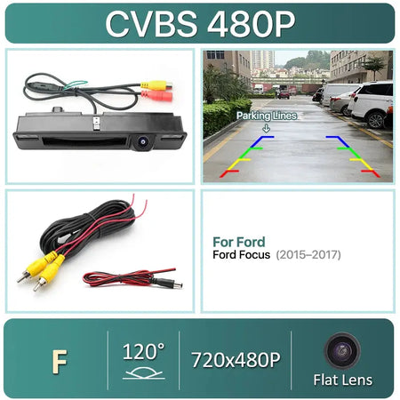 170° AHD 1080P Dynamic Trajectory Car Rear View Trunk Handle Camera For Ford Fiesta MK8 HB Focus Mk4 2015~2022 Android DVD by InterCyprus Trading Ltd