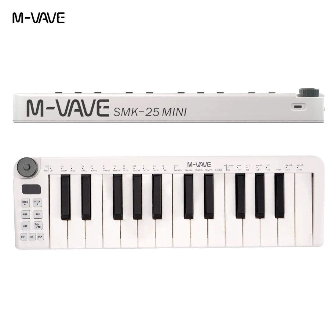 M-VAVE SMK-25 USB MIDI Keyboard Controller &ndash; 8 Backlit Pads SMK-25 MINI White