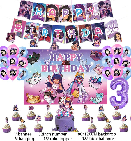 Aphmau Plushies Birthday Party Decoration Set 1set C3 / CHINA / Other