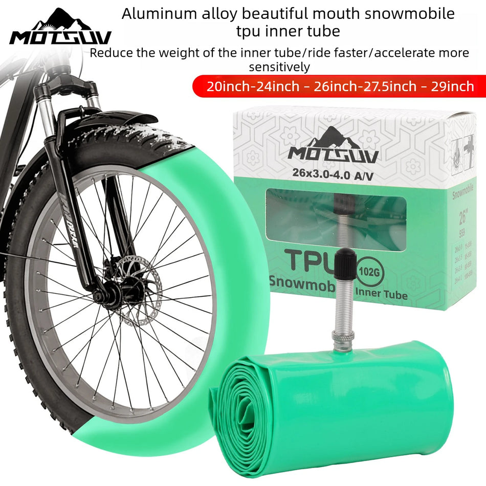 Lightweight TPU Inner Tube for Fat Tire Bikes 20/24/26/27.5/29 x3.0-4.0, 2 Pack
