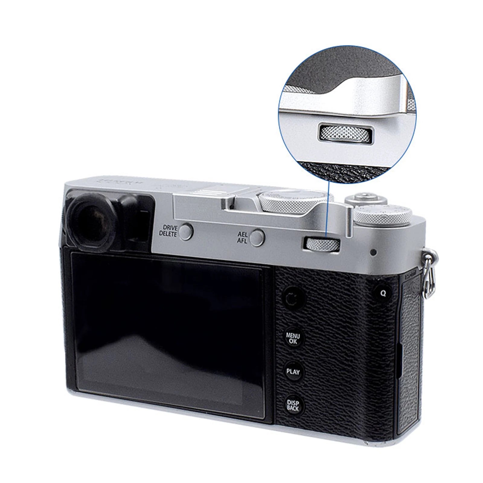 Metal Thumbs Up Hand Grip for Fujifilm X100V, X100F, X-E3 - Silver/Black