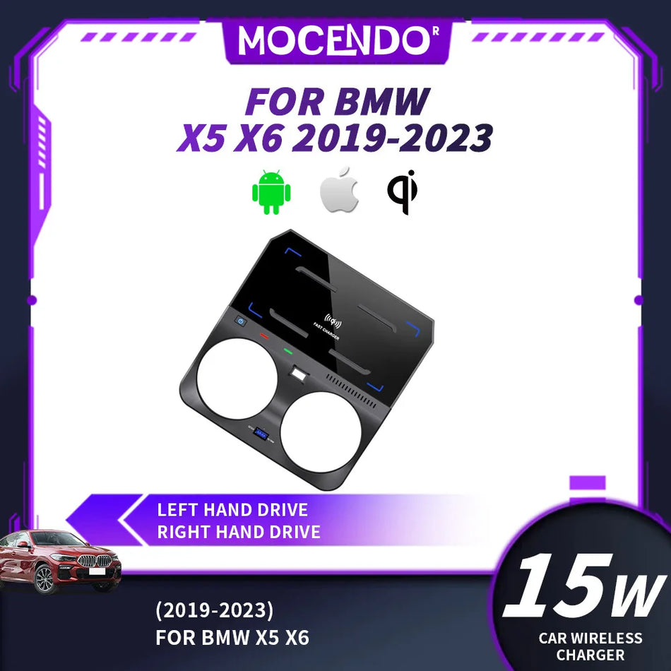 Chargeur de Voiture Sans Fil Rapide 15W pour BMW X5 X6 2019-2023