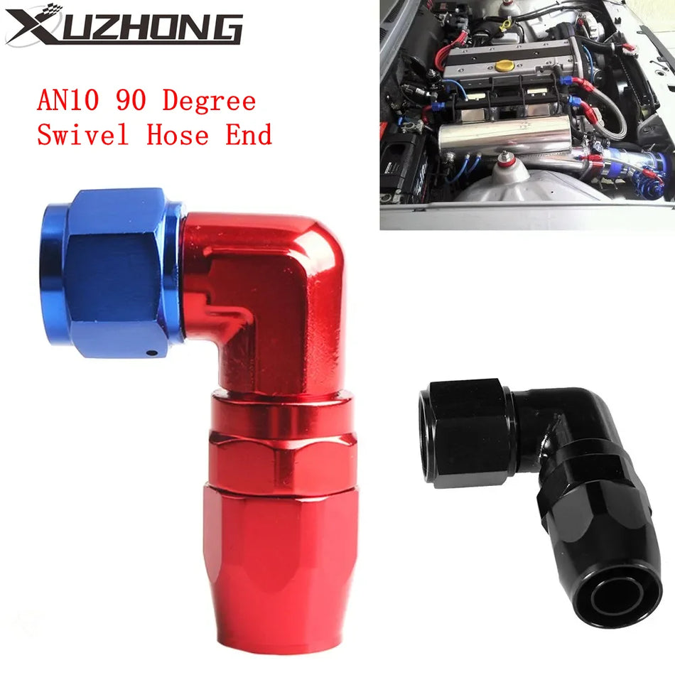 Raccord de ligne de carburant en aluminium AN10 à 90 degrés avec embout pivotant NPT