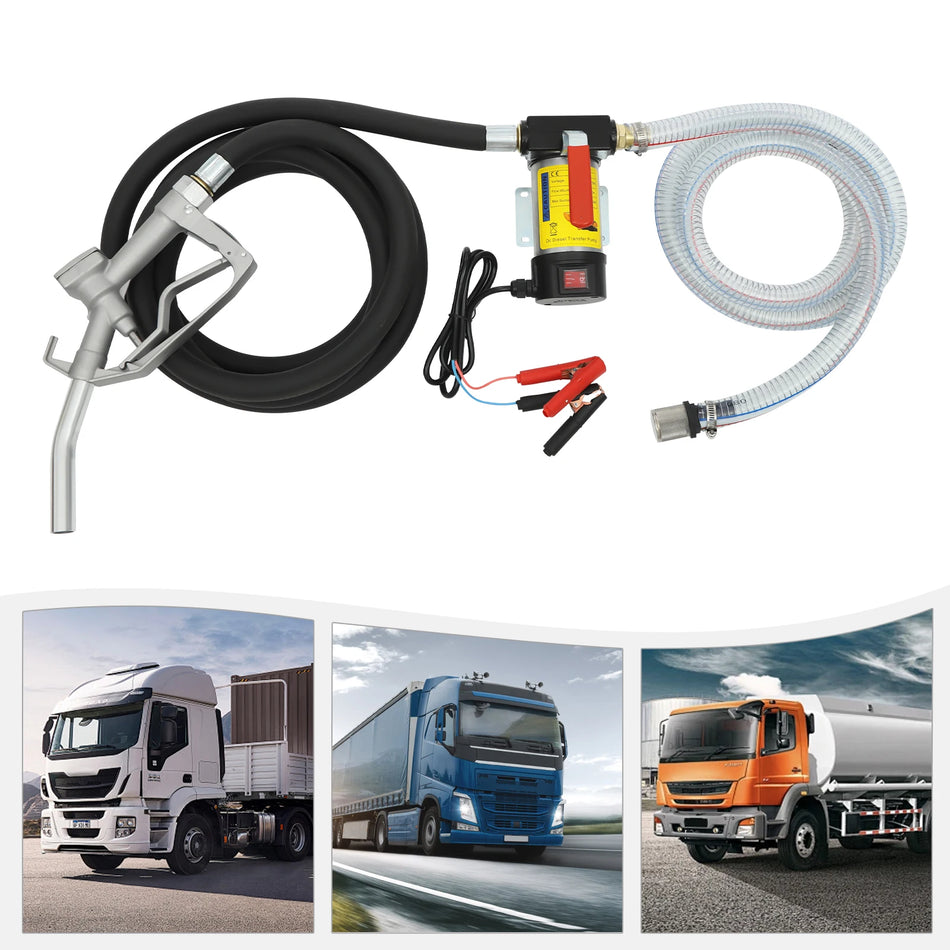 12V Selvprimende Diesel Pumpe Med Slange 7 Meter Løft 175W