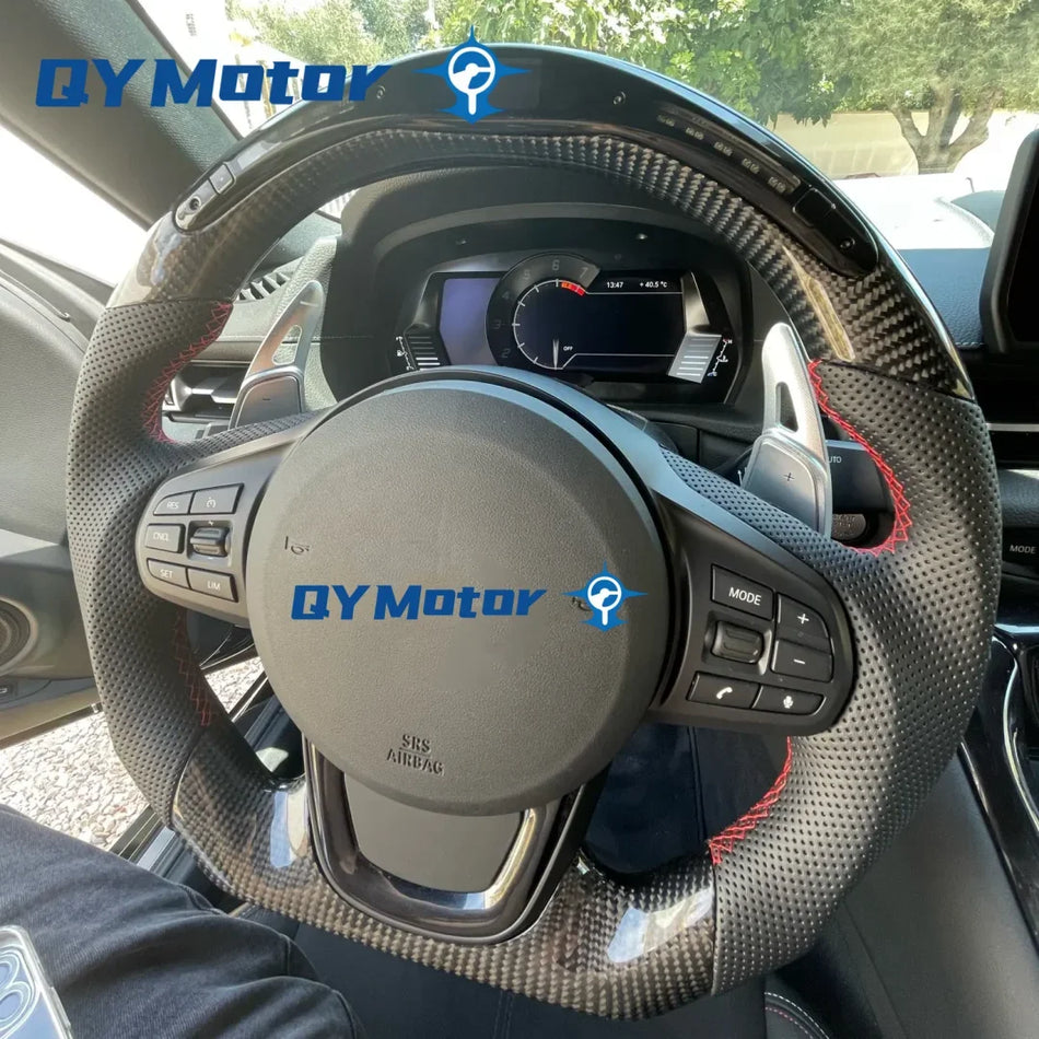 Τόγιατα Σούπρα A90 LED Τιμόνι από Ίνες Άνθρακα με Δερμάτινη Επένδυση με Τρύπες