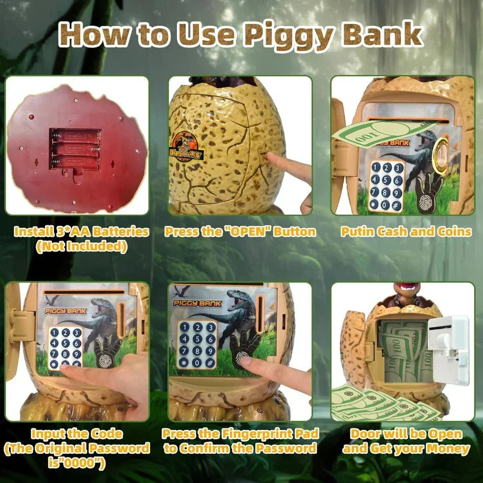 Piggy Bank Dinosaur Egg Model Money Box &ndash; Password Safe