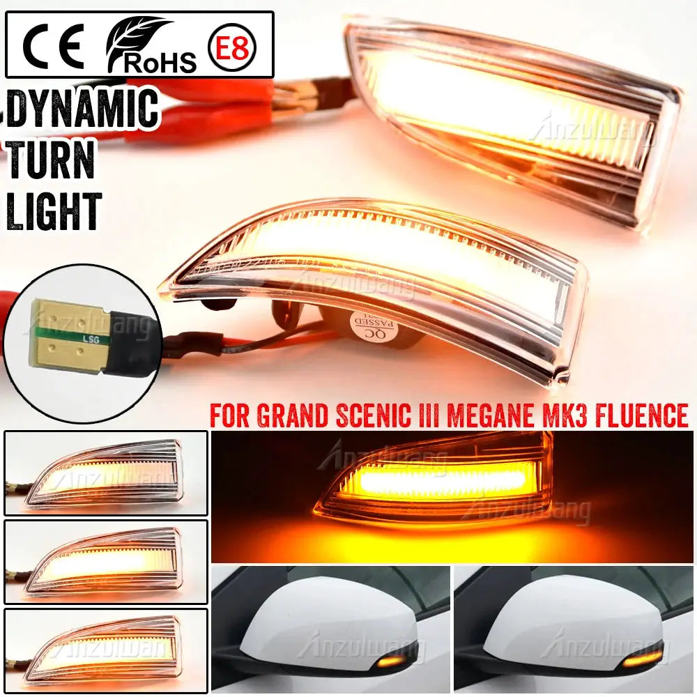 Sequential LED Side Mirror Turn Signal Light for Renault Megane MK3 by InterCyprus Trading Ltd