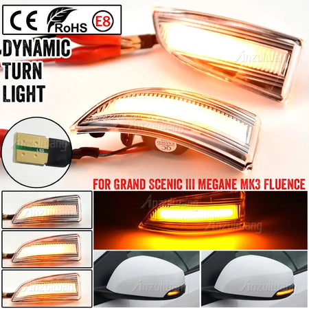 Sequential LED Side Mirror Turn Signal Light for Renault Megane MK3 by InterCyprus Trading Ltd
