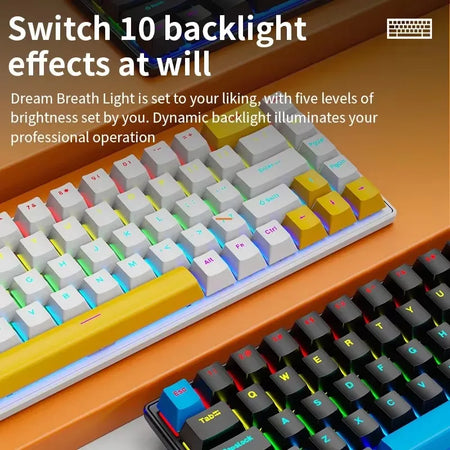 K68 Wired Mechanical Keyboard - Ten Colorful Lighting Modes