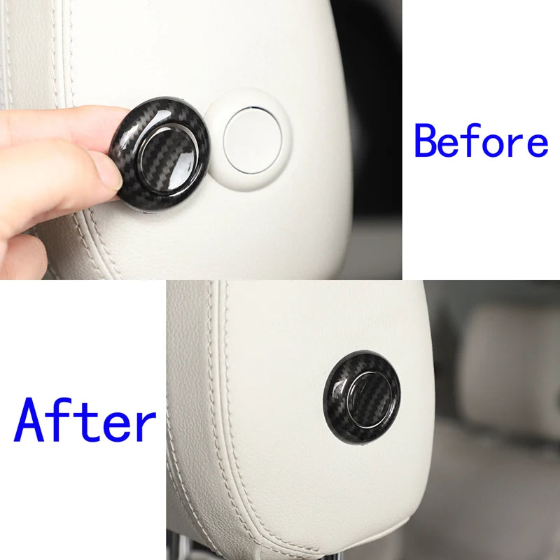 Para Land Rover Discovery 5 LR5 ABS Fibra de Carbono Tampa do Botão de Ajuste do Apoio de Cabeça Adesivo com Acabamento em Grão de Madeira de Carvalho