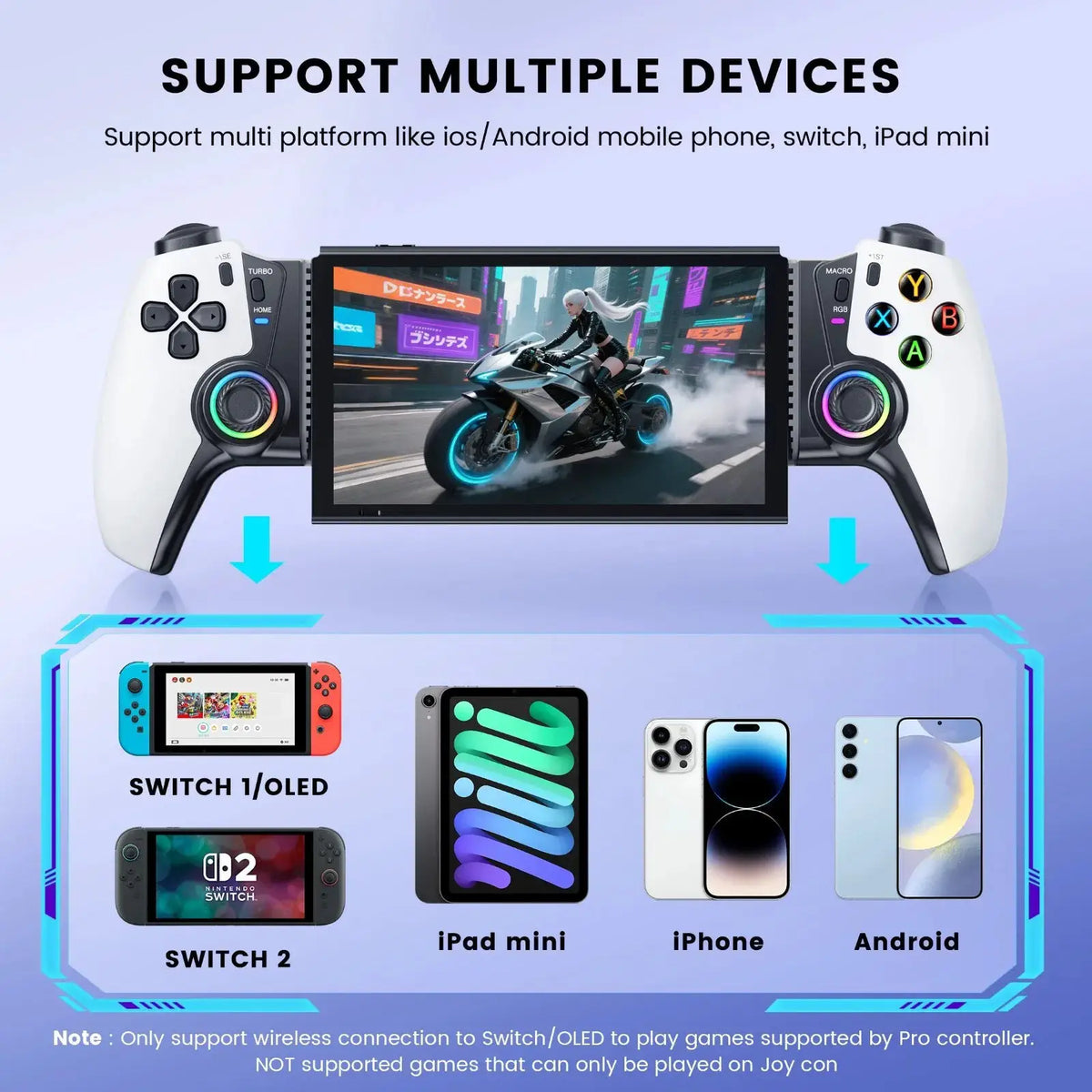 BEBONCOOL MC500/MC5000 Wireless Gamepad Hall Effect Gaming Controller for Switch/OLED/iOS/Android/iPad Mini Gamepad by InterCyprus Trading Ltd