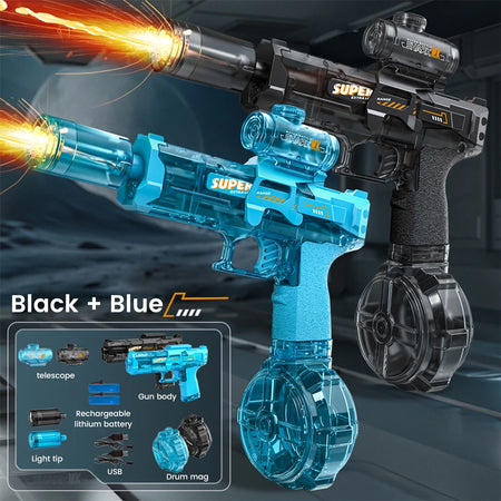 Electric Water Gun &ndash; Long Range Ultra Fast Ice Explosion 2PCS Black Blue