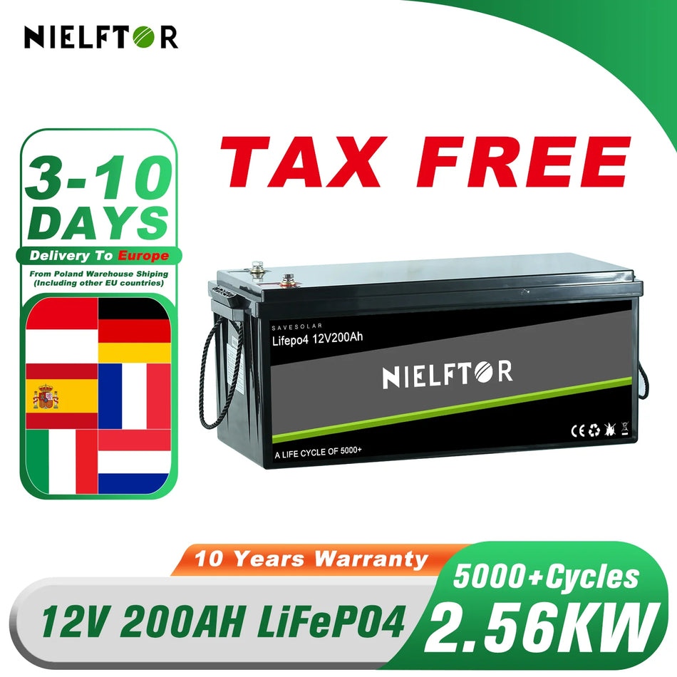 LiFePO4 baterija s ugrađenim BMS-om za solarne sustave, 12V, 24V, 48V, skladištenje energije za kampere