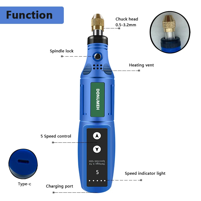 Mini Wireless Rotary Tool Kit - USB Rechargeable Engraving and Polishing Pen