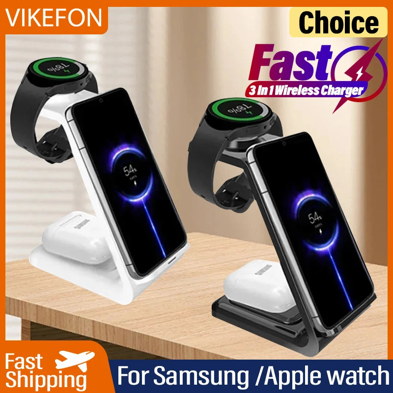 VIKEFON 30W 3-In-1 Wireless Charger Stand &ndash; Fast Charge