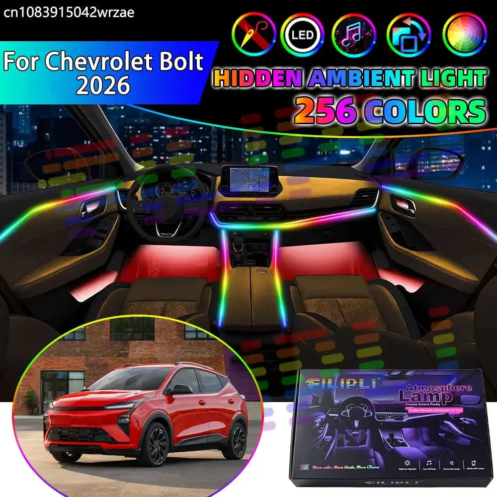 For Chevrolet Bolt 2026 MK2 2th RGB Car Interior Ambient Lights Strips Breathing Lighting Kit App Control LED strips Accessories by InterCyprus Trading Ltd