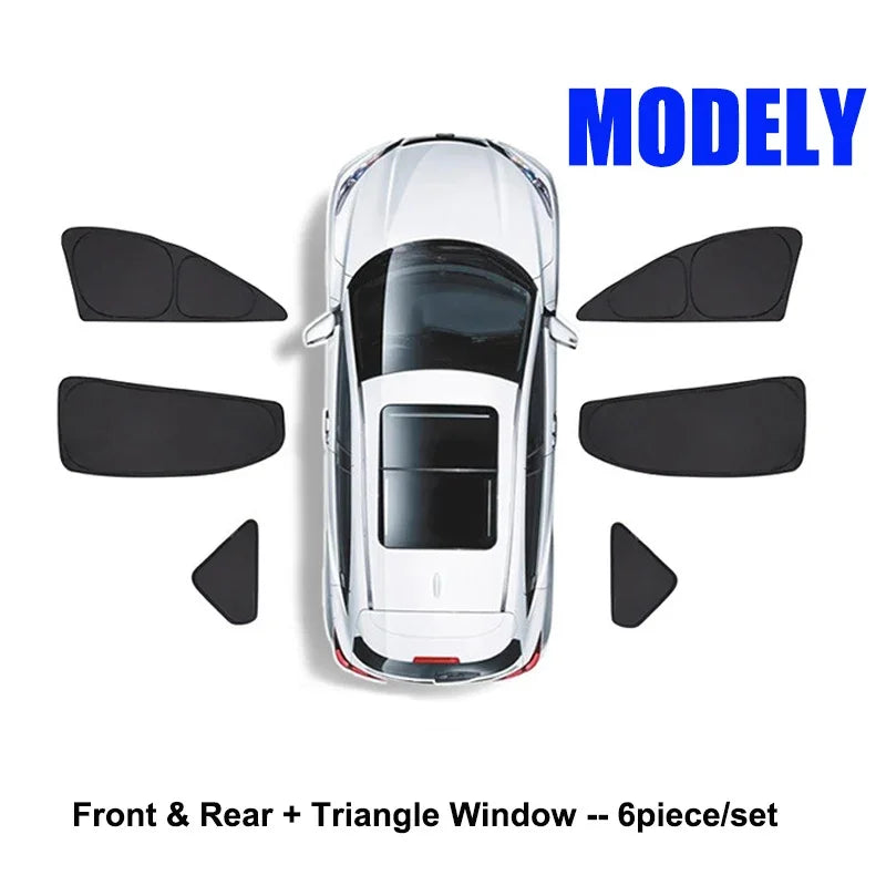 Custom Fit Side Window Sunshade for Tesla Model Y 2024 - UV Protection &amp; Heat Reduction MY 6PCS Black