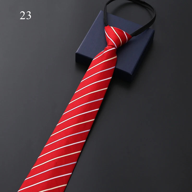 Lazy Zipper Men's Stripe &amp; Solid Colour Slim Tie 23