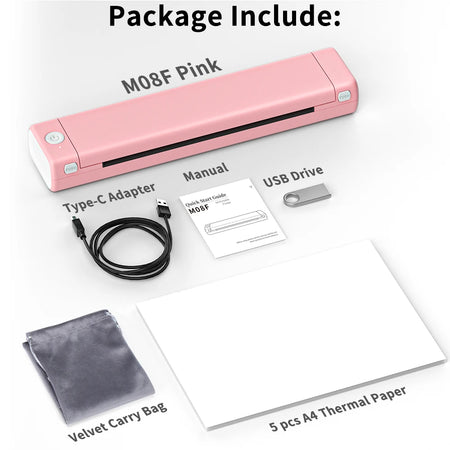 Phomemo M08F A4 Portable Thermal Printer &ndash; Bluetooth Pink Printer / CHINA