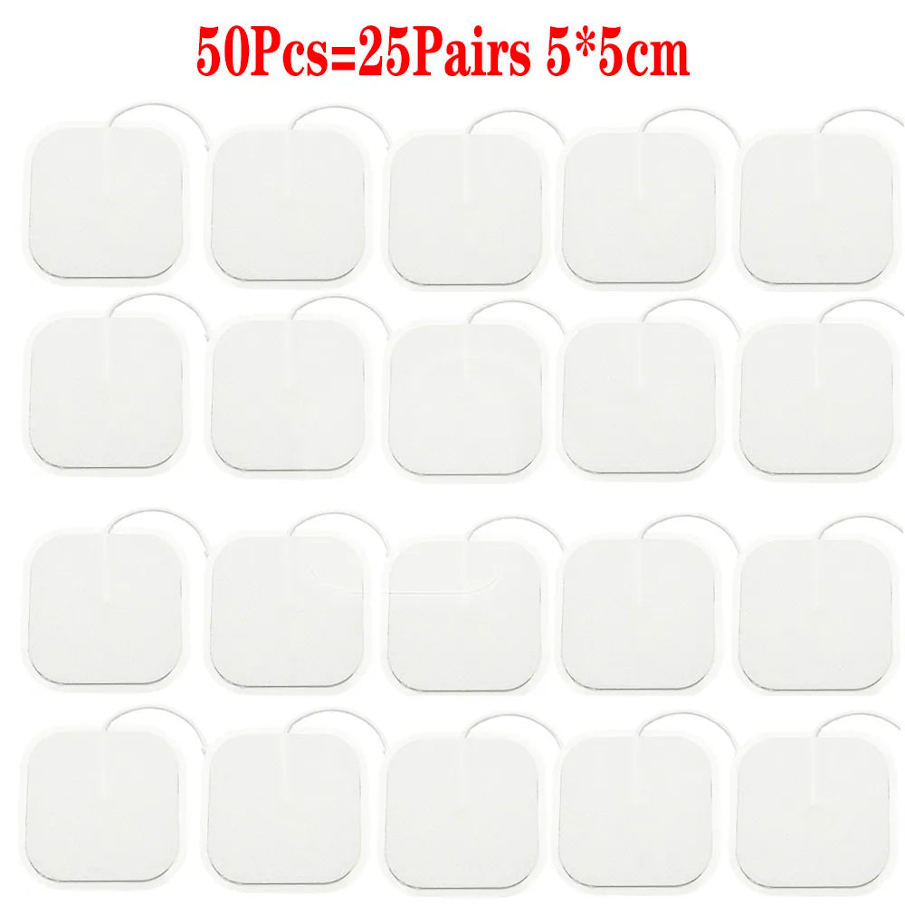TENS EMS Electrode Pads &ndash; Self Adhesive Muscle Stimulator Deluxe 50PCs(25pairs)5x5cm
