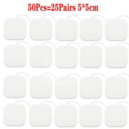 TENS EMS Electrode Pads &ndash; Self Adhesive Muscle Stimulator Deluxe 50PCs(25pairs)5x5cm