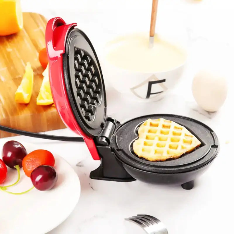 Portable Heart Shaped Waffle Maker 350W Nonstick Surface