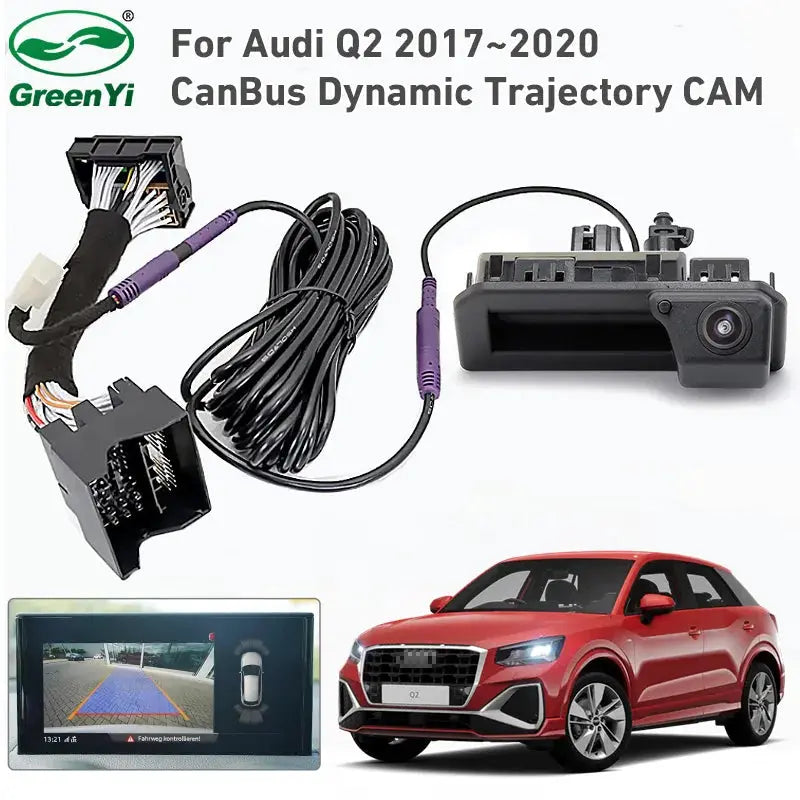 Canbus Data Dynamic Trajectory Car Reverse Backup Camera For Audi Q2 MQB MIB2 STD 2 Stereo 2017-2020, Plug and Play/ No Coding by InterCyprus Trading Ltd