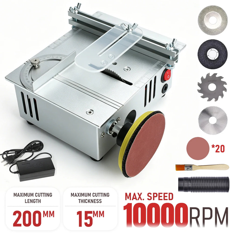 10000RPM Mini Table Saw For Precise DIY Woodworking Projects