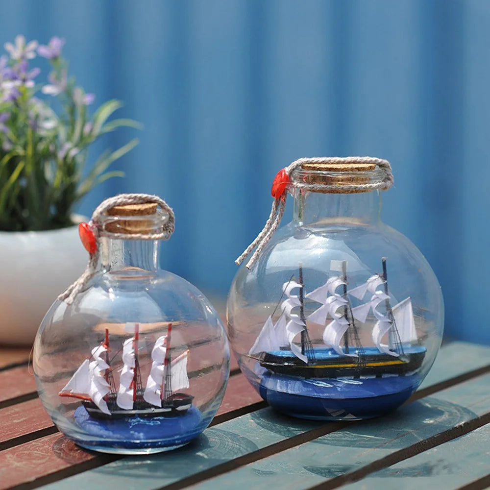 Glass Bottle Ship Series Drifting Bottle &ndash; Mini Boat Inside