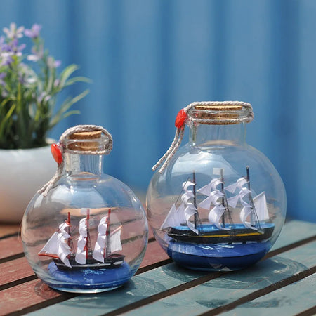 Glass Bottle Ship Series Drifting Bottle &ndash; Mini Boat Inside