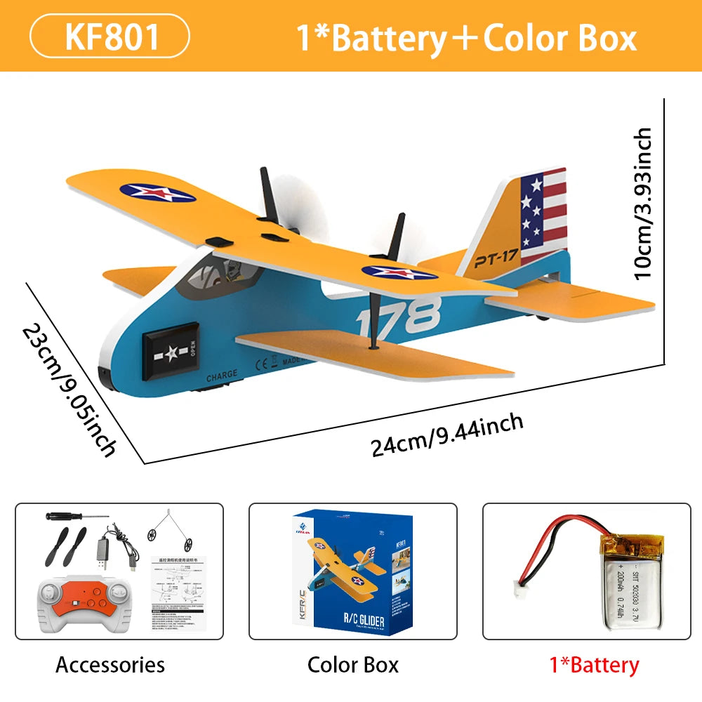 2CH Mini RC Plane 2.4G Fixed Wing Glider &ndash; With LED Lights KF801