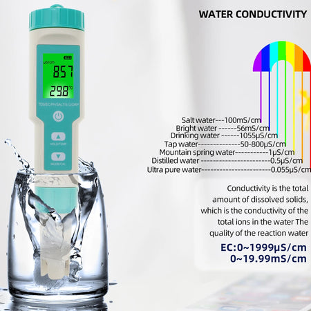 COM-600 7 In 1 PH TDS EC ORP Salinity SG Meter &ndash; IP67 Rated