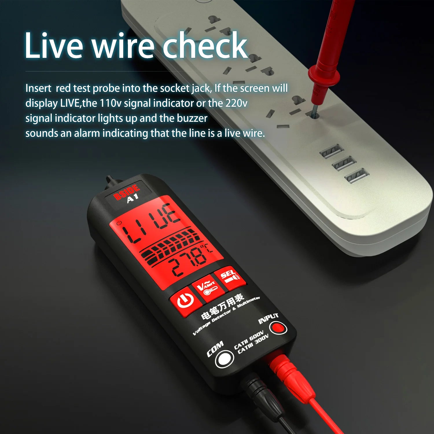 BSIDE A1 Voltage Tester Pen Multimeter - Non Contact Live