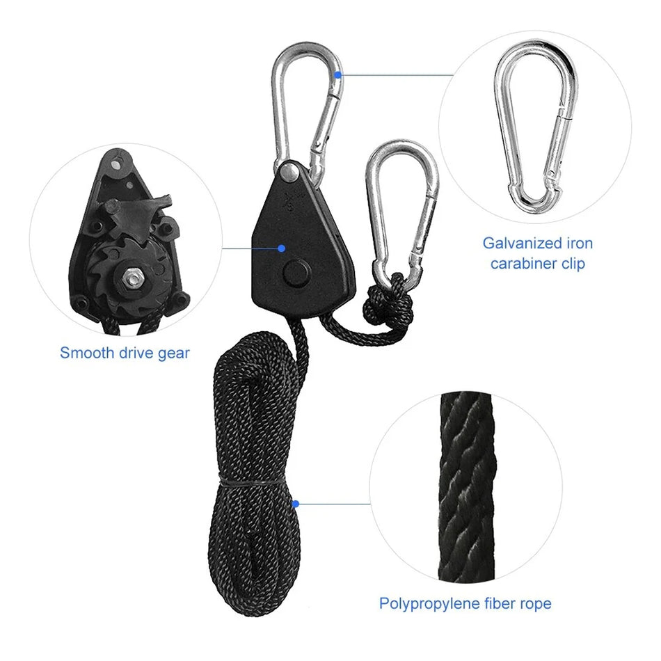 2/4pcs Adjustable 8inch Pulley Hook Camping Tent Tie Down Rope Tightener Ratchet Hangers Awning Rope Hook Canopy Buckle