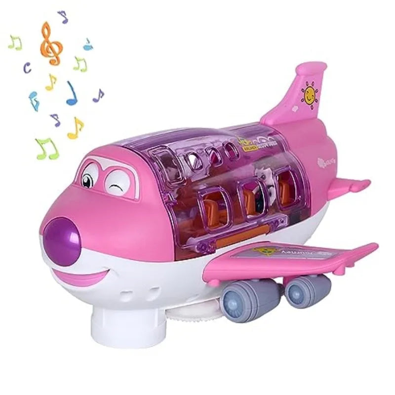 360 Degree Rotating Airplane Model &ndash; Interactive Light and Music Action Pink