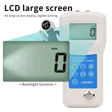 UM6800 Ultrasonic Thickness Gauge &ndash; Backlit LCD Display