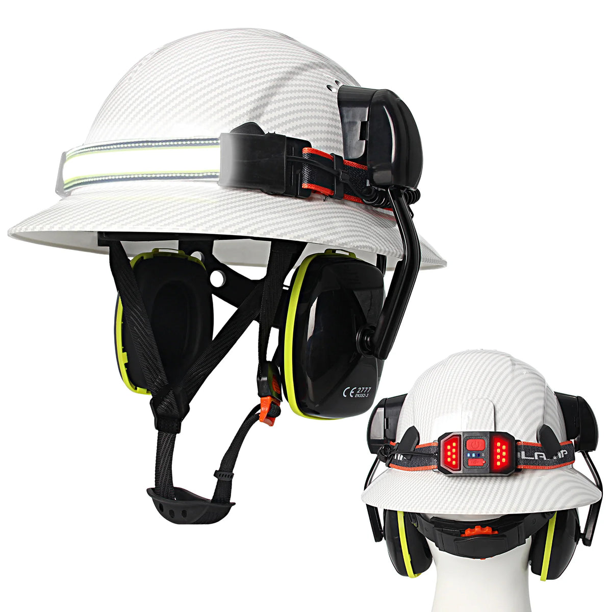 CE Full-Brim Hard Hat - Lightweight Safety Headgear Bright White