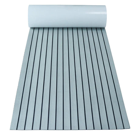 2400x450mm Eva Foam Faux Teak Boat Deck Mat Sheet &ndash; Nonslip gray black