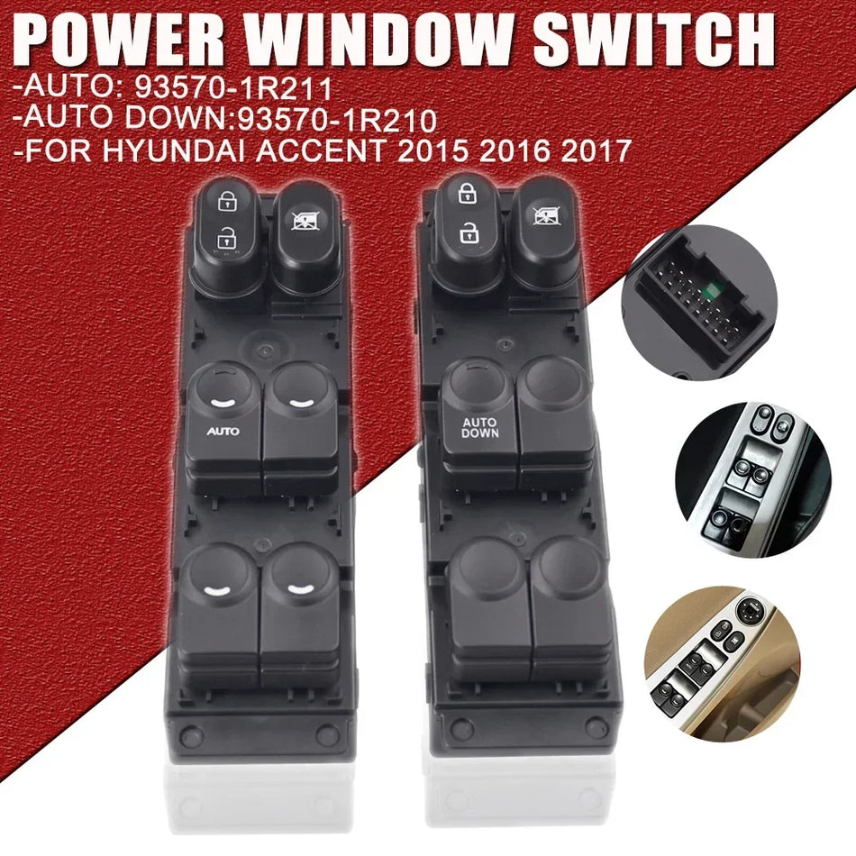 16 Pin Front Left Power Window Switch for Hyundai Accent 2010-2016
