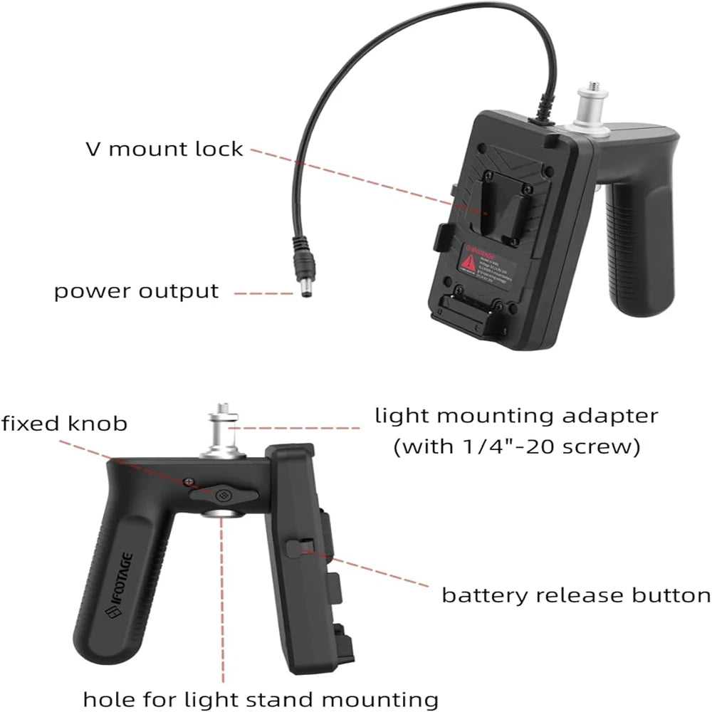 IFOOTAGE V-Mount Lock Battery Plate With Grip &ndash; Compact