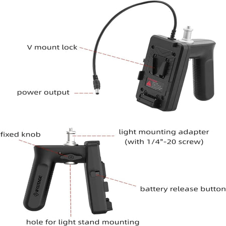 IFOOTAGE V-Mount Lock Battery Plate With Grip &ndash; Compact