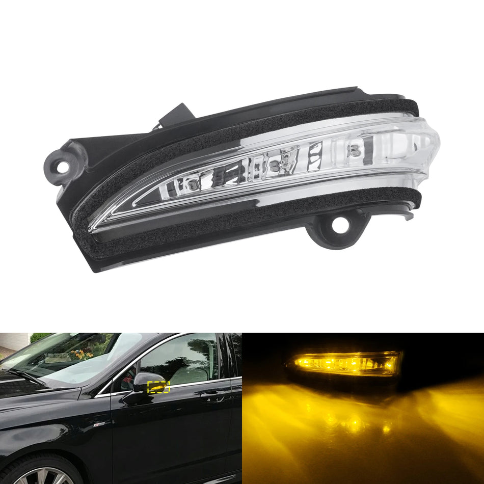Left Wing Mirror LED Indicator Light for Ford Mondeo MK5 2014-2019 N/S Amber with Clear Lens High-Power 1210 SMD