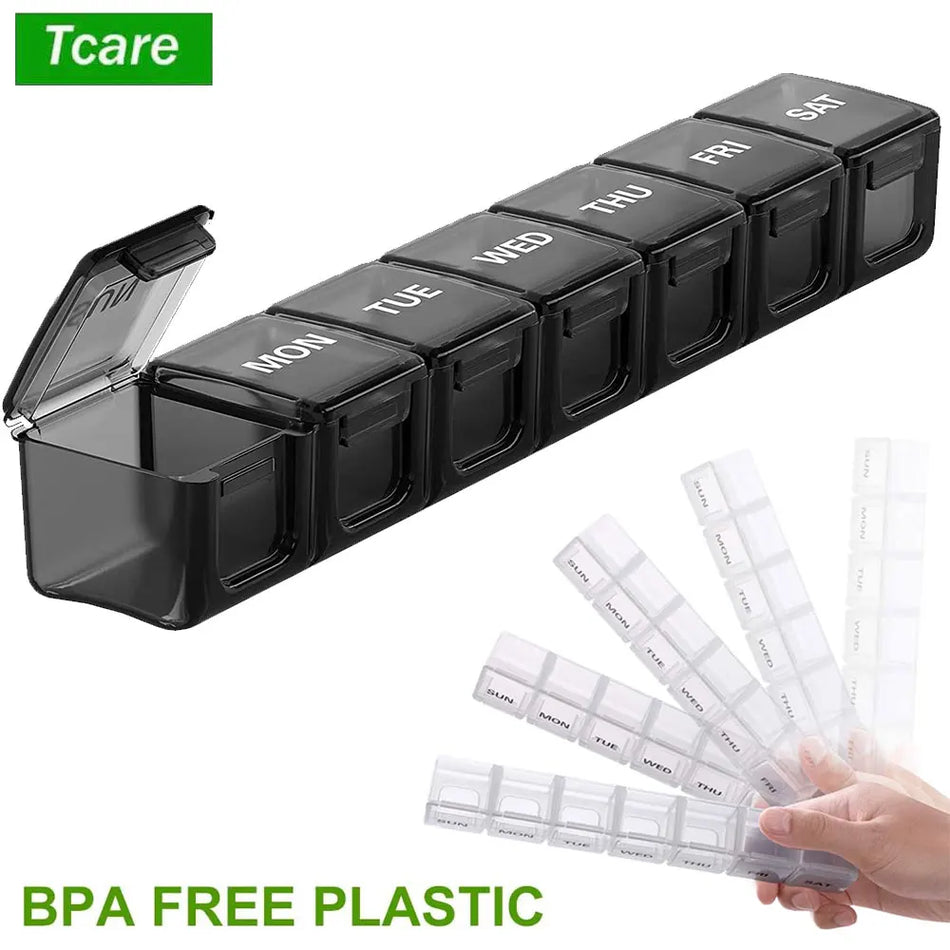 Extra Large Weekly Pill Organizer with Clear Lid - Arthritis-Friendly Medicine Case for Vitamins and Supplements