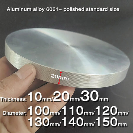 6061 Aluminum Round Rod - Polished Standard Size Range 110x30mm 1pc