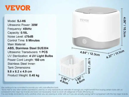 Ultrasonic Cleaner 200/450/650ml Portable Timer 30w 200ml 40khz / CZECH REPUBLIC