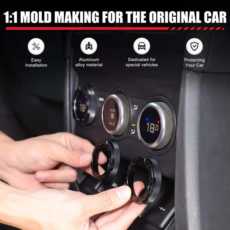 Cubierta de perilla de aire acondicionado negra Land Rover Defender 3 piezas de aluminio