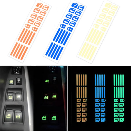 Luminous Car Window Button Stickers - Fluorescent Night Decals for Interior Accessory Panel