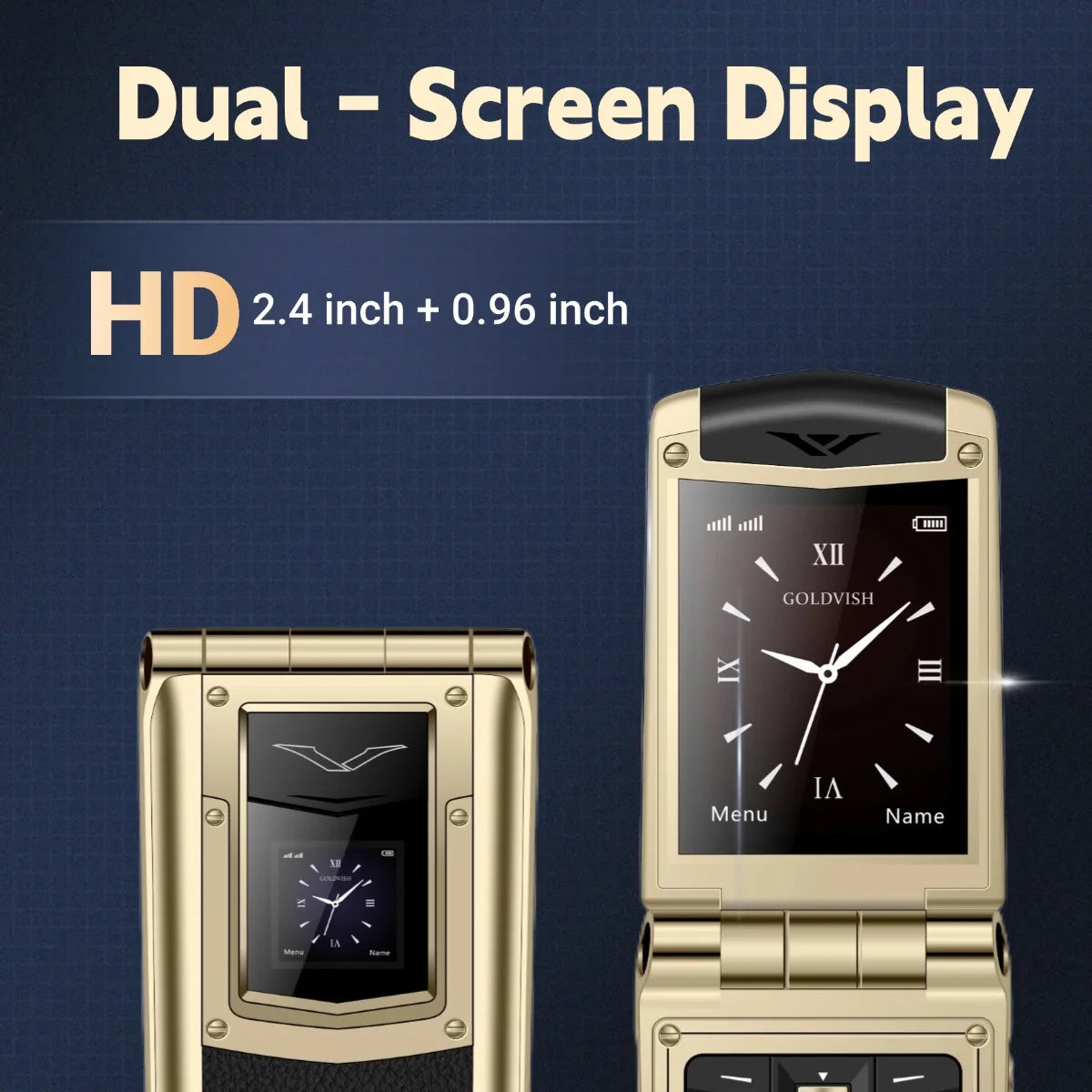 Luxury Metal Flip Phone For Men &ndash; Big Button Dual Screen