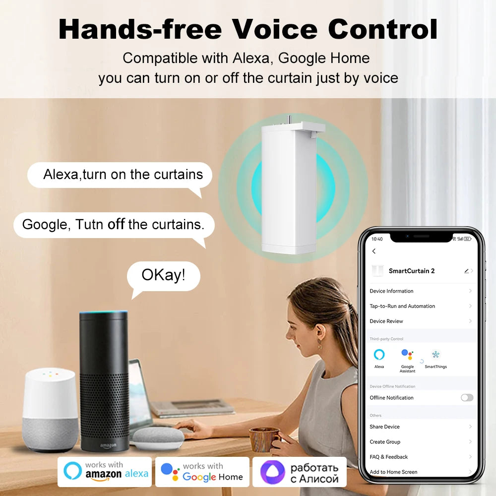 Manhot Tuya Smart Zigbee/WiFi Electric Shutter Curtain Motor with Voice Control