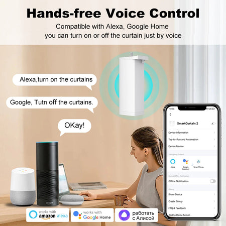 Manhot Tuya Smart Zigbee/WiFi Electric Shutter Curtain Motor with Voice Control